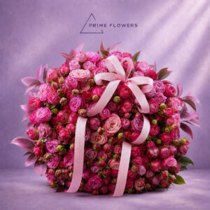 Pink Passion 57 букет из розовых и малиновых кустовых роз в Ташкенте Prime Flowers