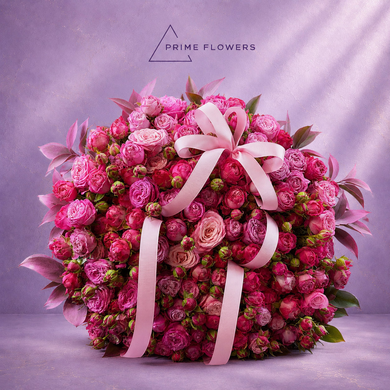 Pink Passion 57 букет из розовых и малиновых кустовых роз в Ташкенте Prime Flowers
