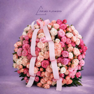 Pink Rose Cloud 88 букет из розовых и персиковых роз в Ташкенте Prime Flowers