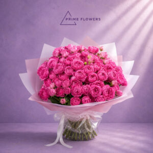 Pink Bubbles Peony Roses 36 букет из ярко-розовых кустовых роз | Prime Flowers Ташкент