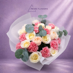 Rose & Chrysanthemum 38 букет из роз, хризантем и эвкалипта | Prime Flowers Ташкент