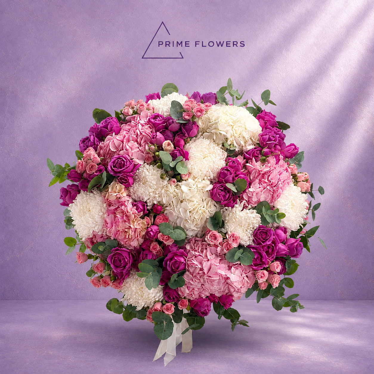 Pink Hydrangea Roses 57 букет из розовых гортензий, роз и белых хризантем | Prime Flowers Ташкент